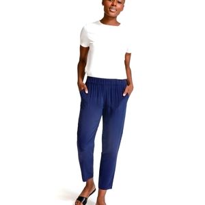 GRANA | Navy 100% Chinese silk ankle pants size S